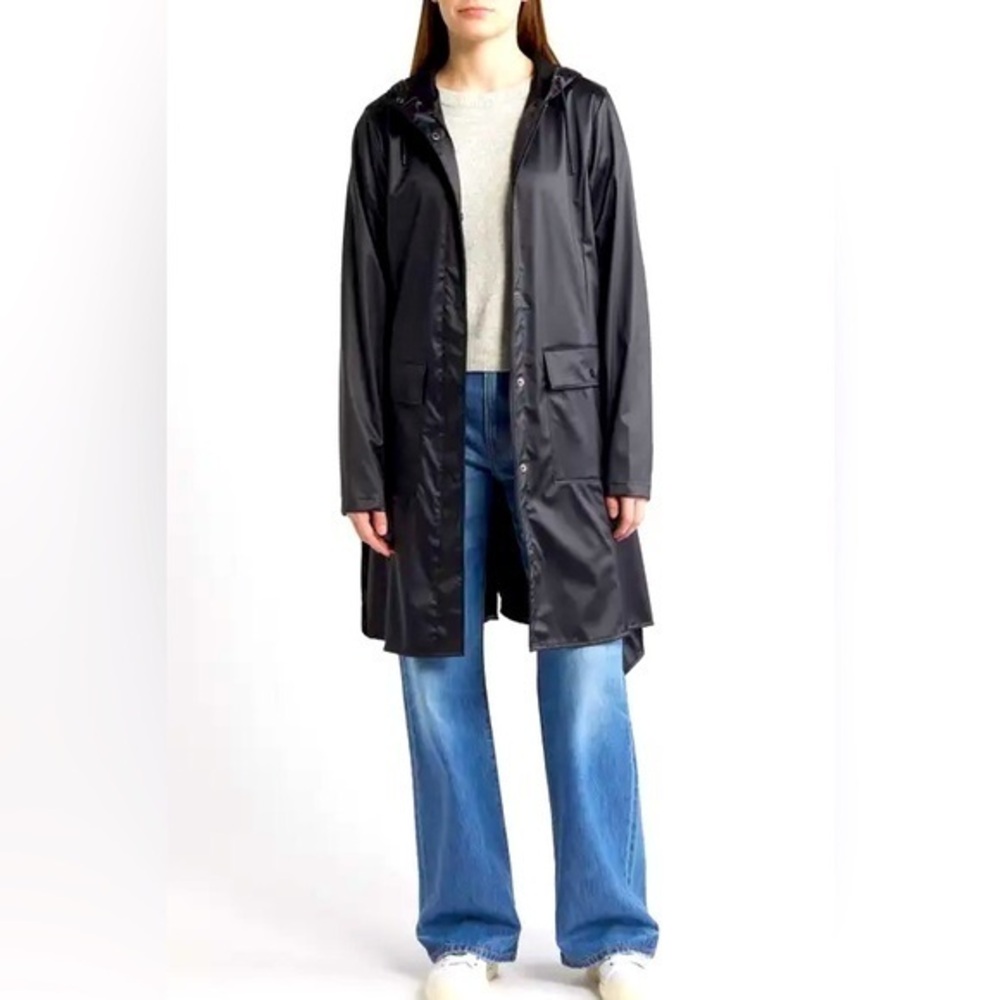 Rains Black Hooded Raincoat